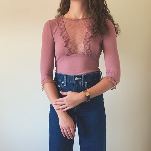 Free People Tops - Free People Pink Lace Top